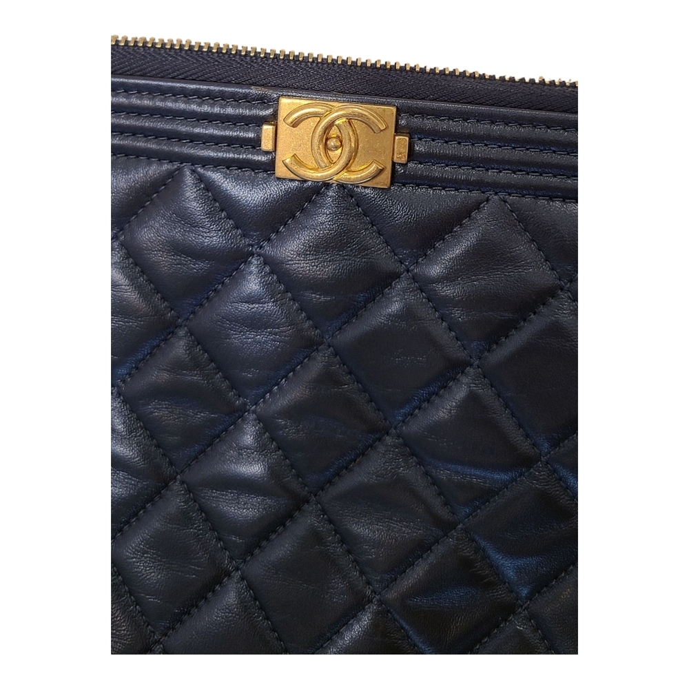 Chanel Blue Quilted Leather Clutch - Picture 3 of 10